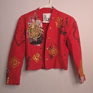 Vintage IBE Y2K Jacket Red Nautical Embroidered Women's -See Photos 4 Measurment